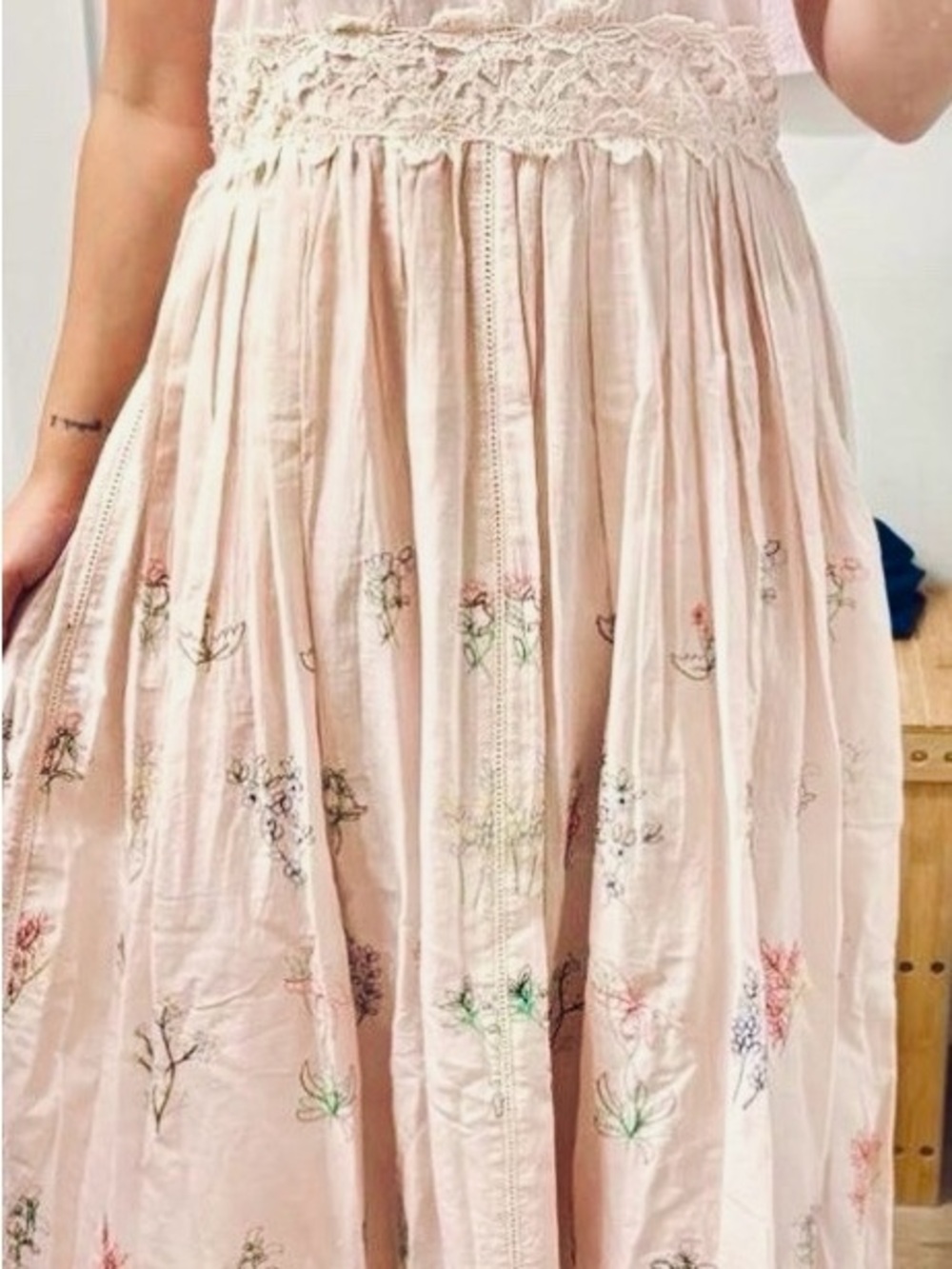 NWT! Caroline Constas Blush Pink Floral Maxi Dress with Lace Bodice - Picture 10 of 10